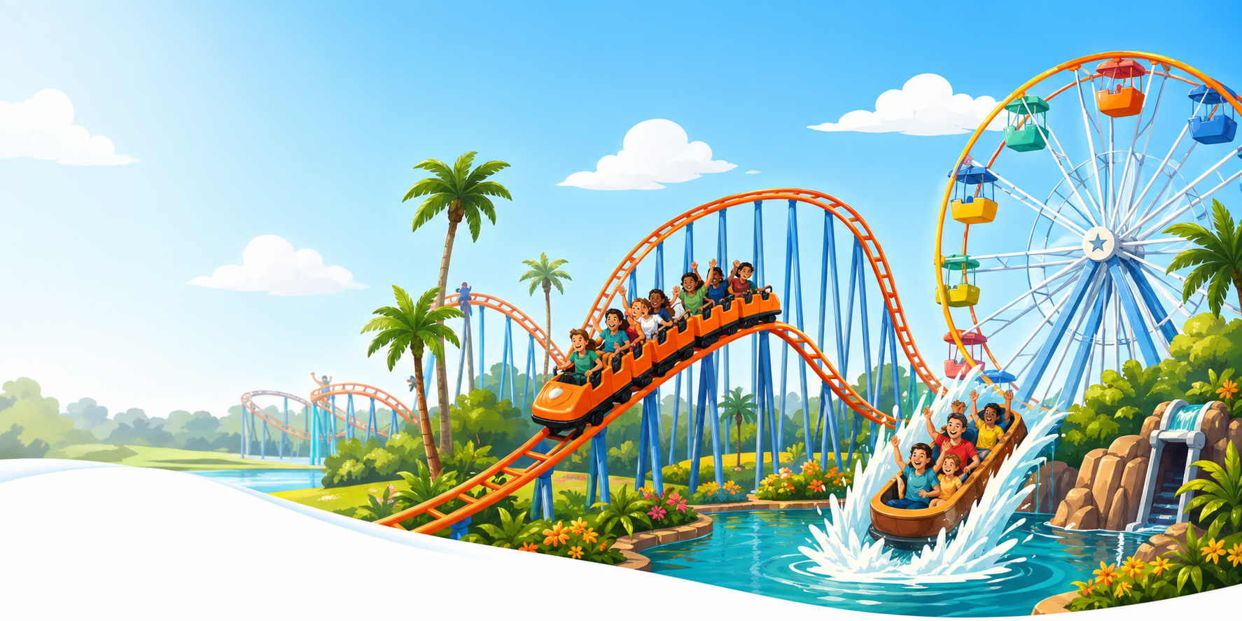 Sunny Orlando theme park illustration
