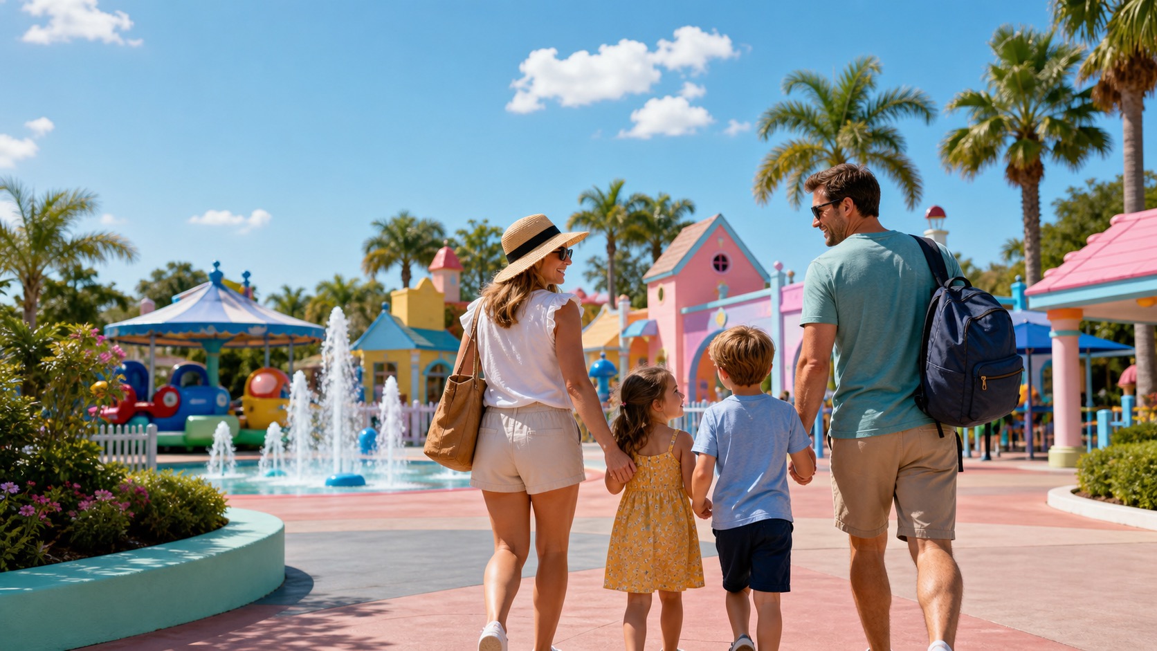 Peppa Pig Theme Park Florida with colourful rides and young children