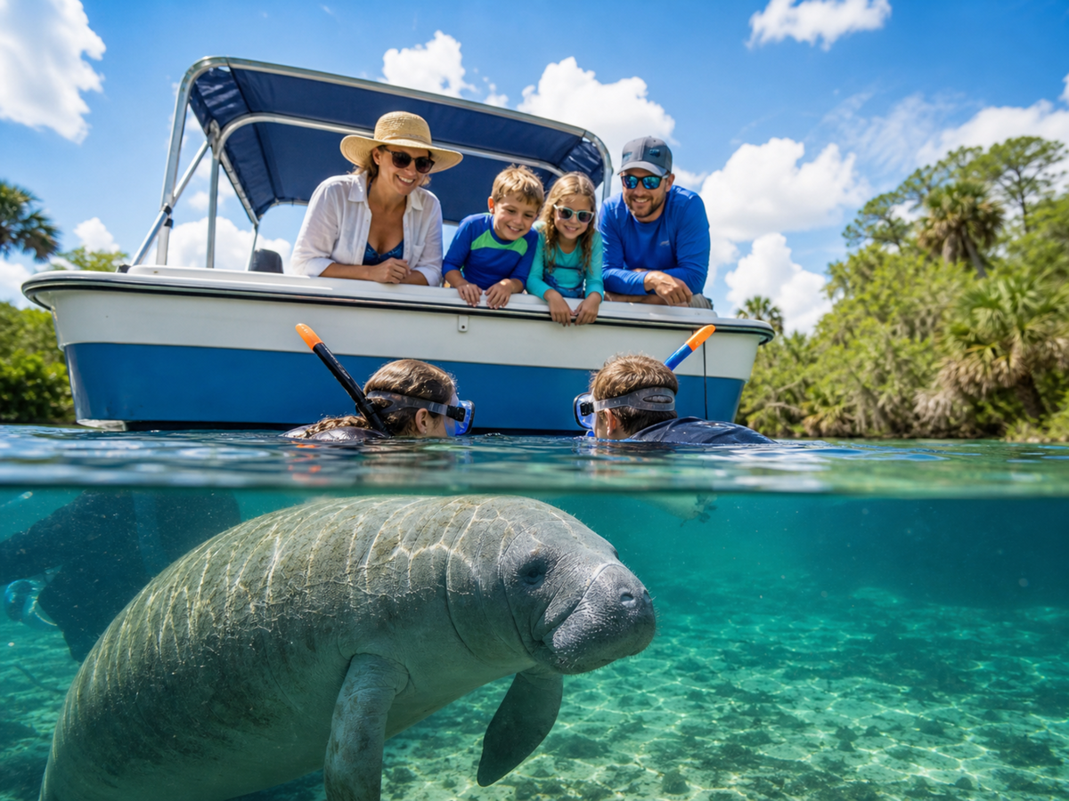 Manatees Swim, Snorkel and Boat Day Tour from Orlando