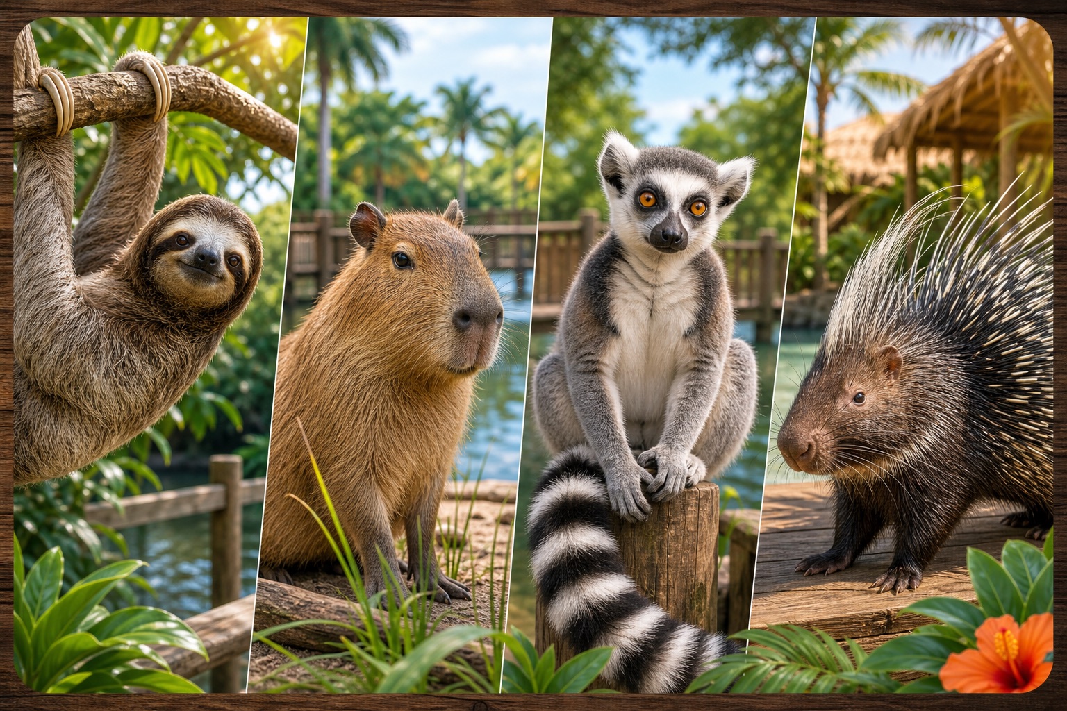 Sloth, capybara, lemur and porcupine animal encounter options